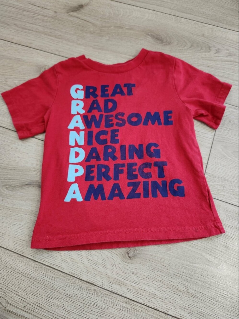 The Childrens Place Toddler Boys Red Graphic Tee Shirt Size 3T Grandfather Acros